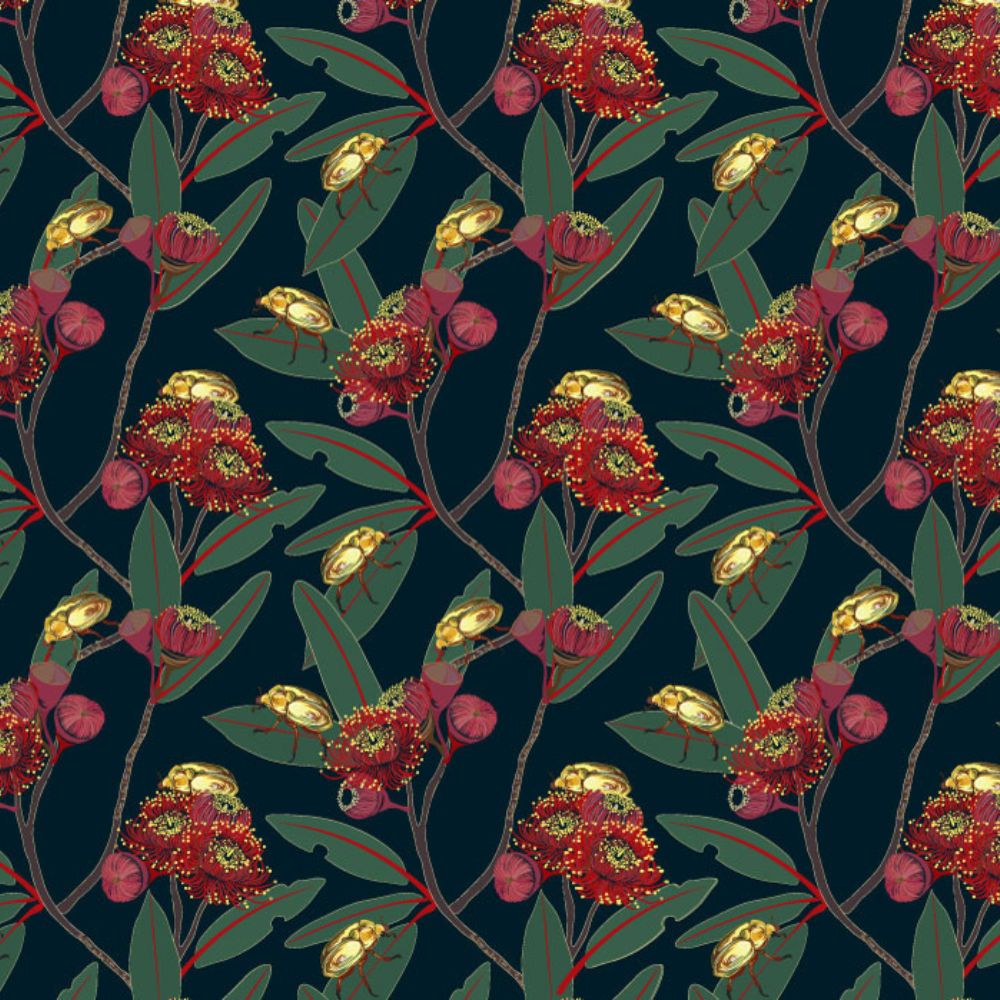 Emma Miszalski Eco Wrapping Paper - Beetle Blossoms (detail)