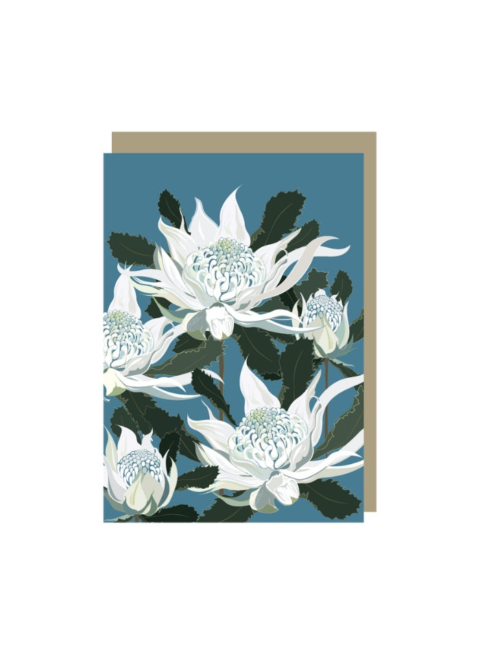 Emma Miszalski Mini Card - White Waratah