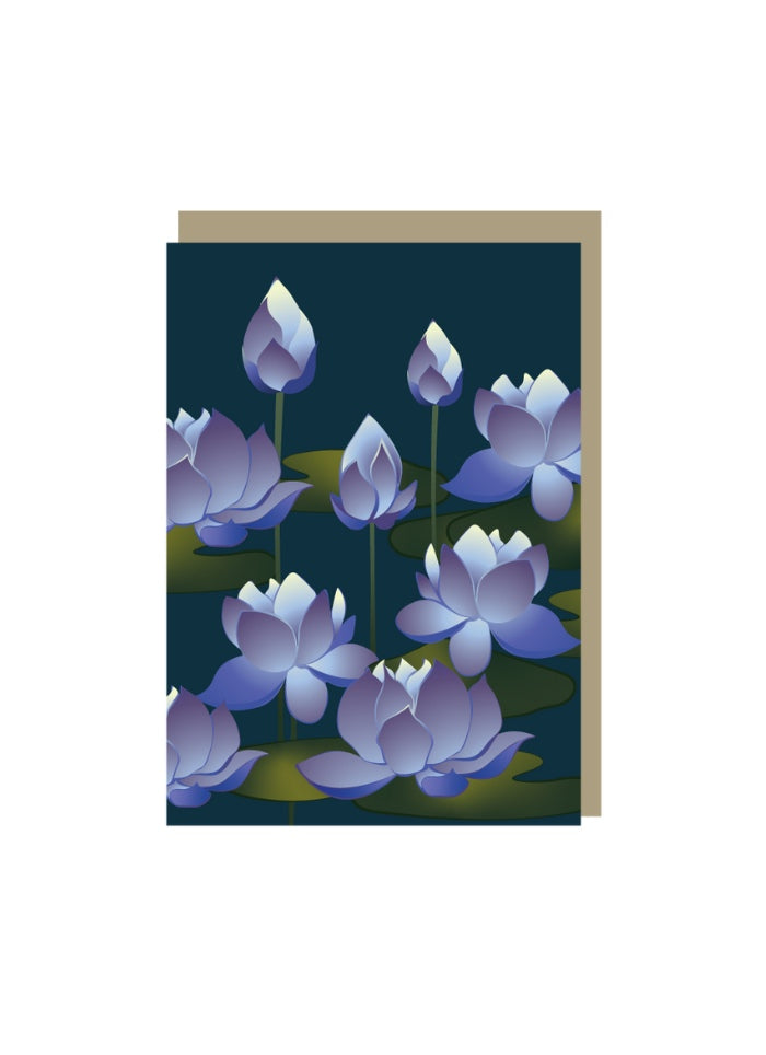 Emma Miszalski Mini Card - Blue Lotus Garden