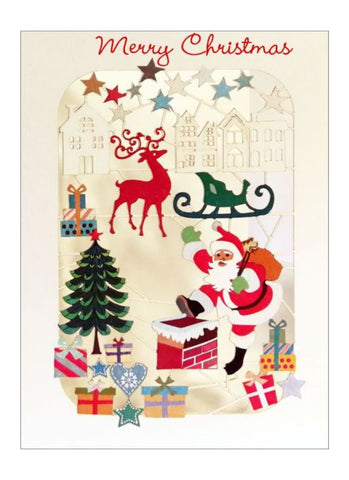 Forever Laser Cut Christmas Card - Santa Going Down the Chimney