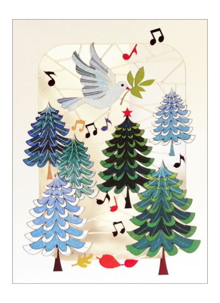 Forever Laser Cut Christmas Card - Trees, Dove and Music