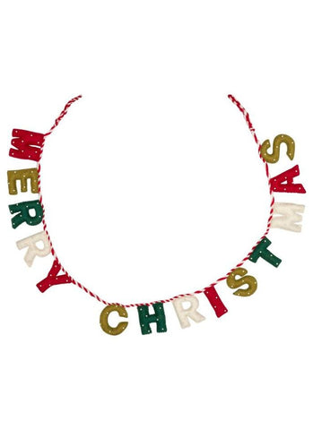 Decoration - Christmas Bunting in Green, White and Red Letters