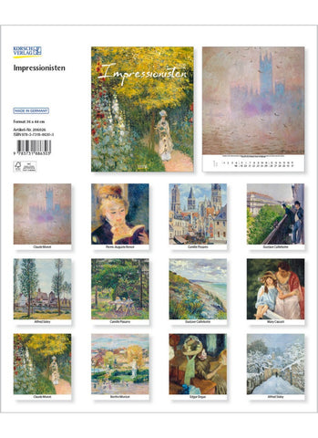Impressionists Large Wall Calendar 2026 - back