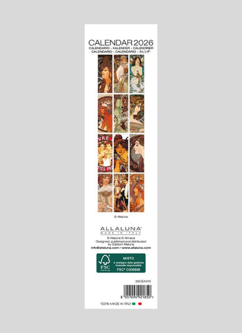 Mucha Bookmark Calendar 2026 - back