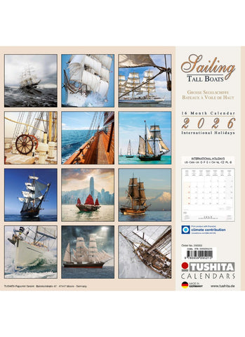 Sailing Tall Boats Wall Calendar 2026 - back
