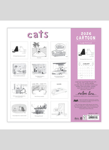 New Yorker Cartoon Wall Calendar - Cats 2026 - back