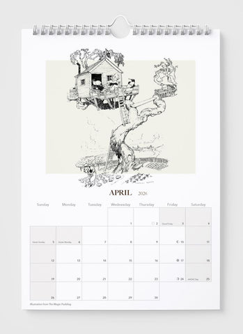 Norman Lindsay - The Magic Pudding & Artful Cats Wall Calendar 2026 -  month sample