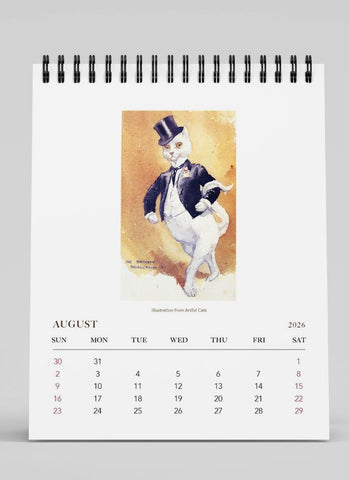 Norman Lindsay - The Magic Pudding & Artful Cats Desk Calendar 2026, sample month
