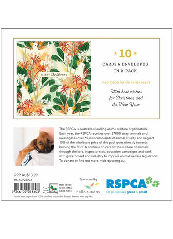 RSPCA Charity Christmas Card Pack - Cockatoos and Flowers - back 