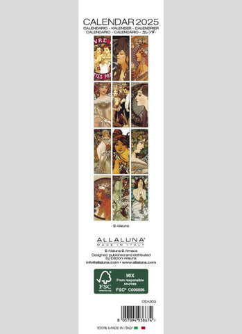 Mucha Bookmark Calendar 2025