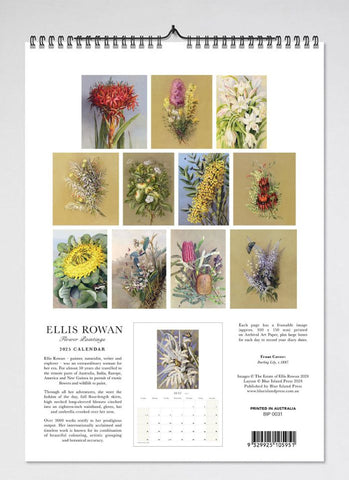Ellis Rowan Flower Paintings Wall Calendar 2025 - back