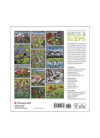 Molly Hashimoto Birds & Blooms Mini Wall Calendar 2025 - back