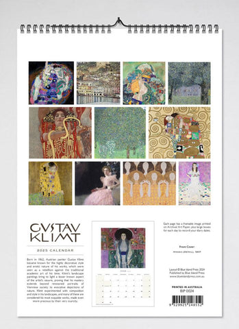 Gustav Klimt Wall Calendar 2025 - back
