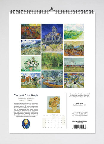 Vincent Van Gogh Wall Calendar 2025 - back