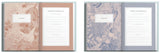 Two stationery notebooks with floral patterns on the covers and interior pages.