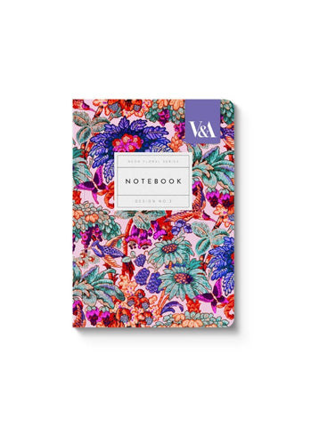 V&A A6 Textured Soft Cover Notebook-Neon Floral Coral Jungle