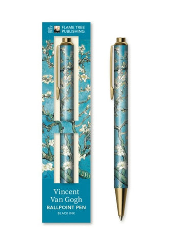 Vincent Van Gogh ballpoint pen with matching packaging featuring floral design.