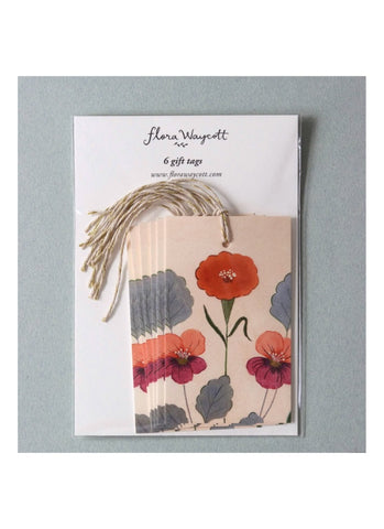Flora Waycott - Vintage Red Flower Gift Tags set of 6