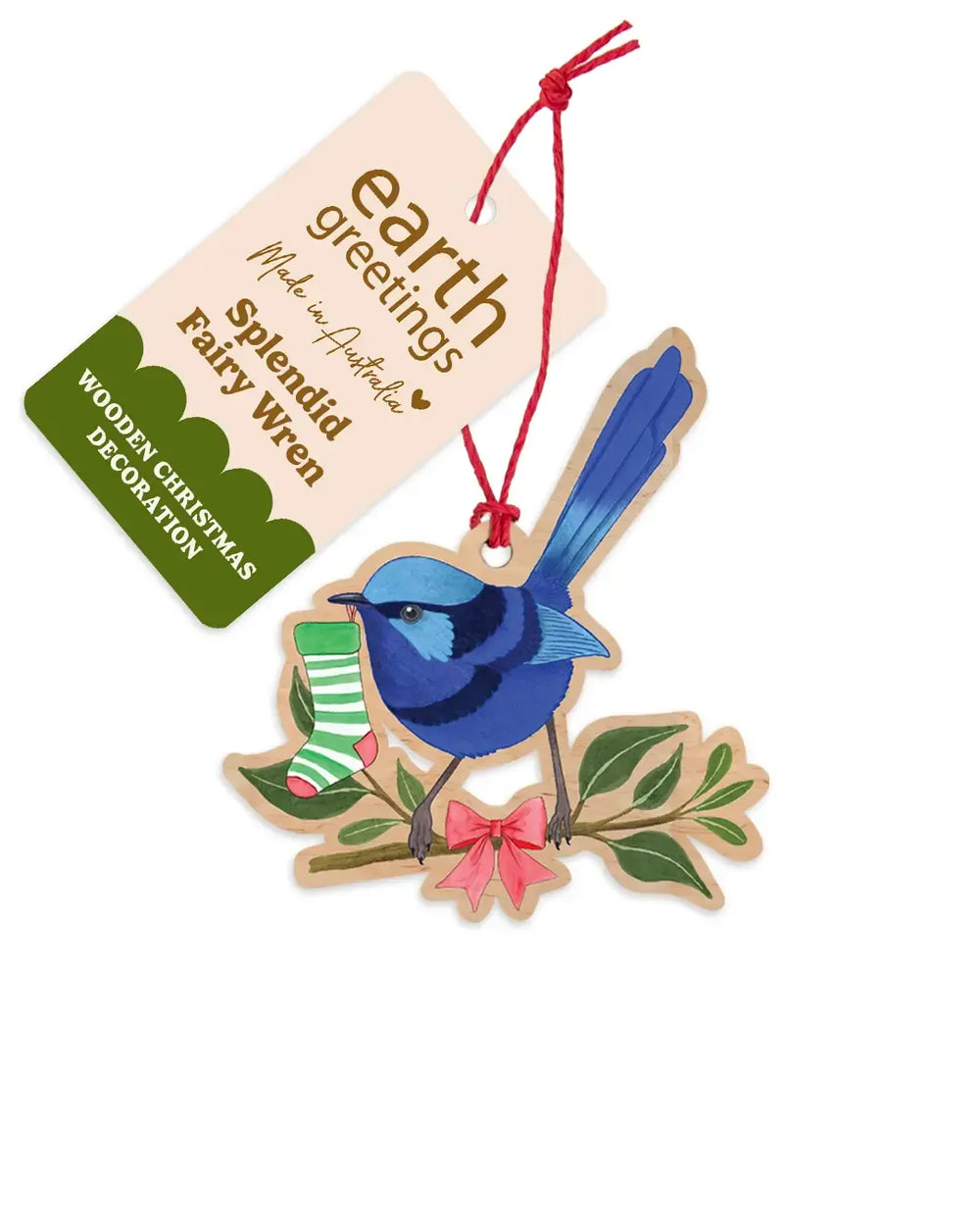 Splendid Fairy Wren wooden Christmas decoration by Earth Greetings