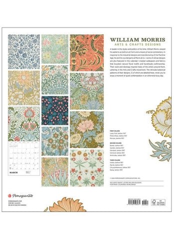 William Morris: Arts & Crafts Designs Wall Calendar 2025 - back
