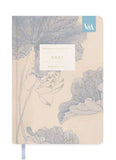 Floral design notebook with 2022 calendar on beige background