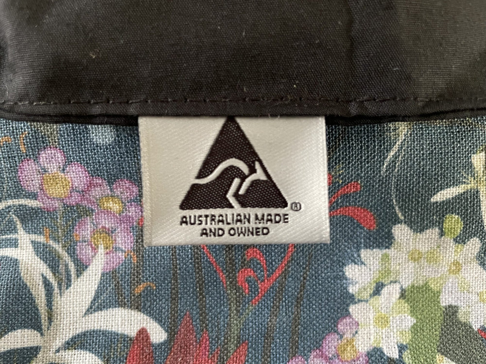 Floral fabric with a 'Made in Australia' label