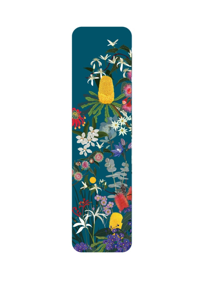 Colorful bookmark with floral and pineapple design on a white background