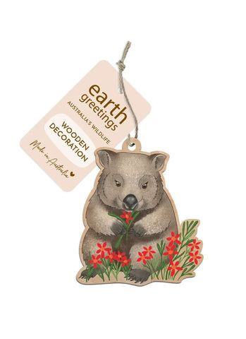 Earth Greetings Wooden Decoration - Wombat