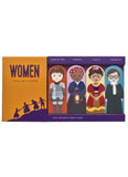 Packaging of 'Women Trailblazers' with illustrated figures on a white background