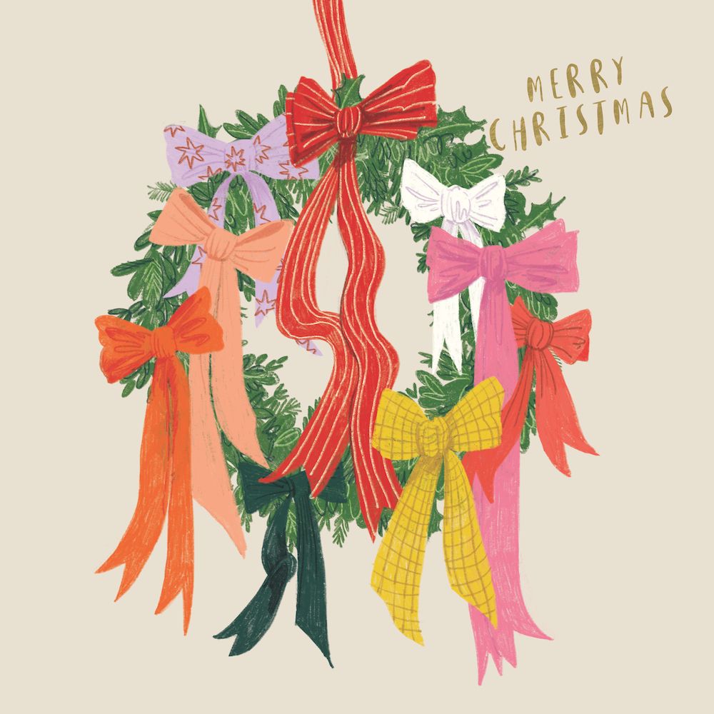RSPCA Charity Christmas Card Pack - Wreath of Ribbons