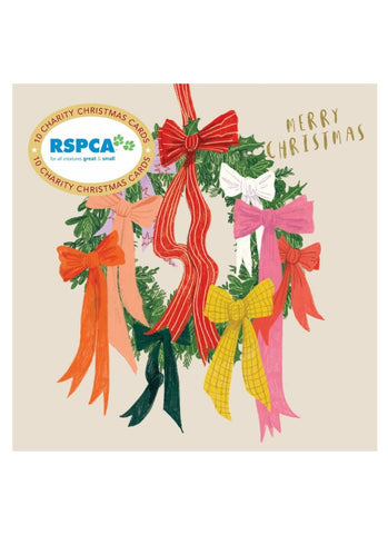 RSPCA Charity Christmas Card Pack - Wreath of Ribbons