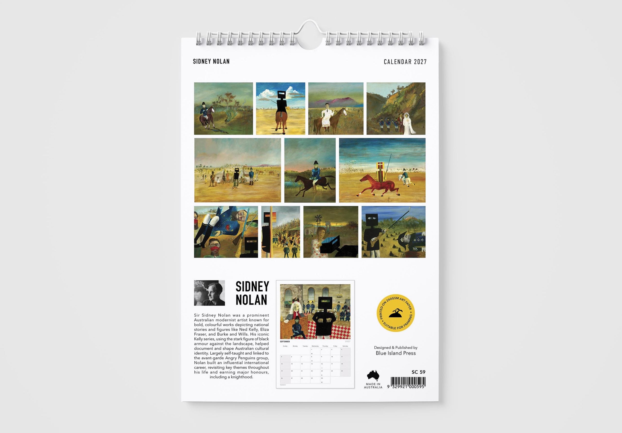 Calendar with artwork by Sidney Nolan on a white background