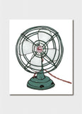 Vintage-style illustration of a fan on a white background
