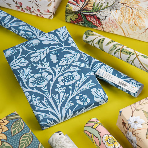 Acorn wrapping paper by William Morris from the the V and A of London.