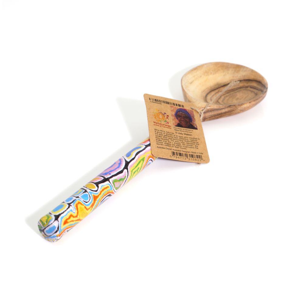 Colorful wooden mallet with a decorative handle on a white background