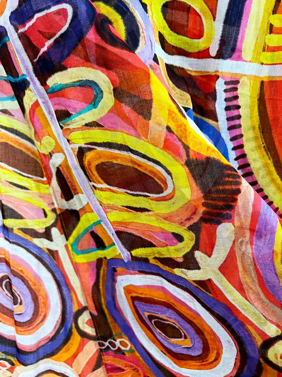Abstract artwork with colorful swirls and patterns