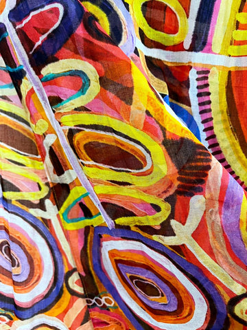 Abstract artwork with colorful swirls and patterns