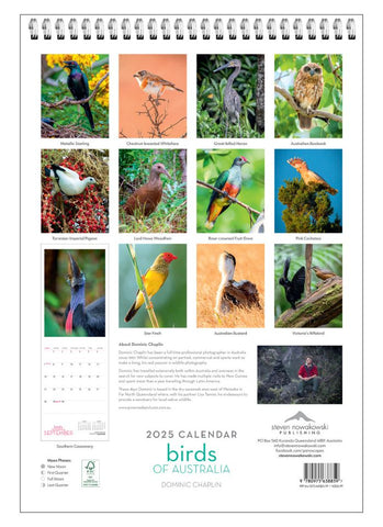 Birds of Australia Wall Calendar 2025 - back cover