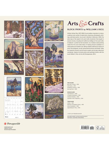 Arts & Crafts Block Prints by William S. Rice Wall Calendar 2025 - back
