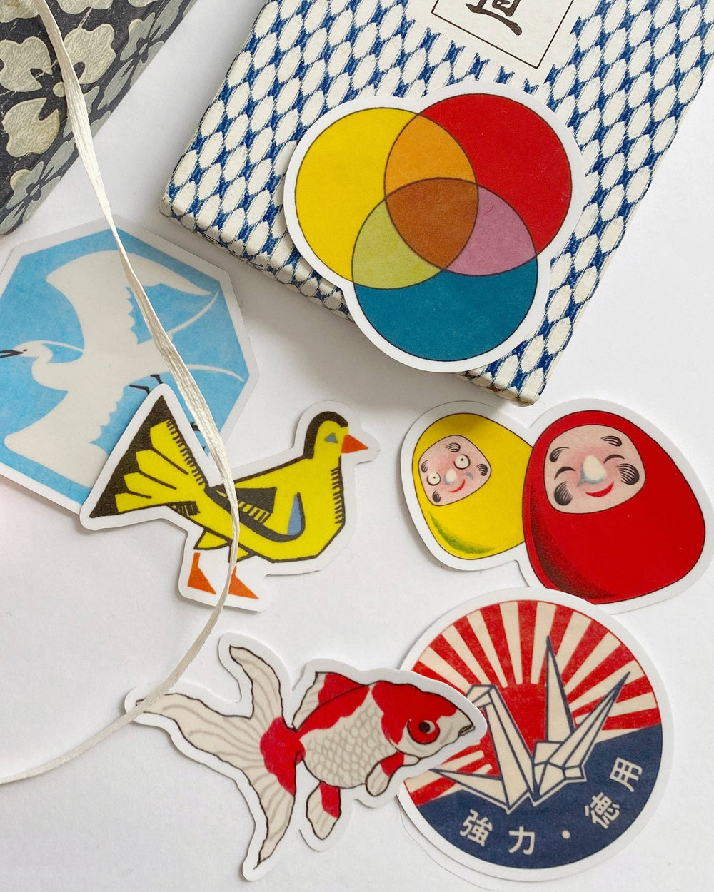 Collection of colorful stickers on a white background