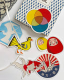 Collection of colorful stickers on a white background
