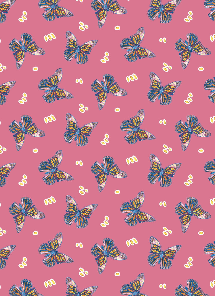 Butterfly pattern on a pink background