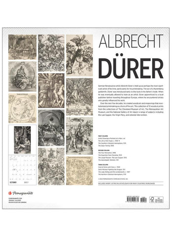 Albrecht Durer Wall Calendar 2025 - back