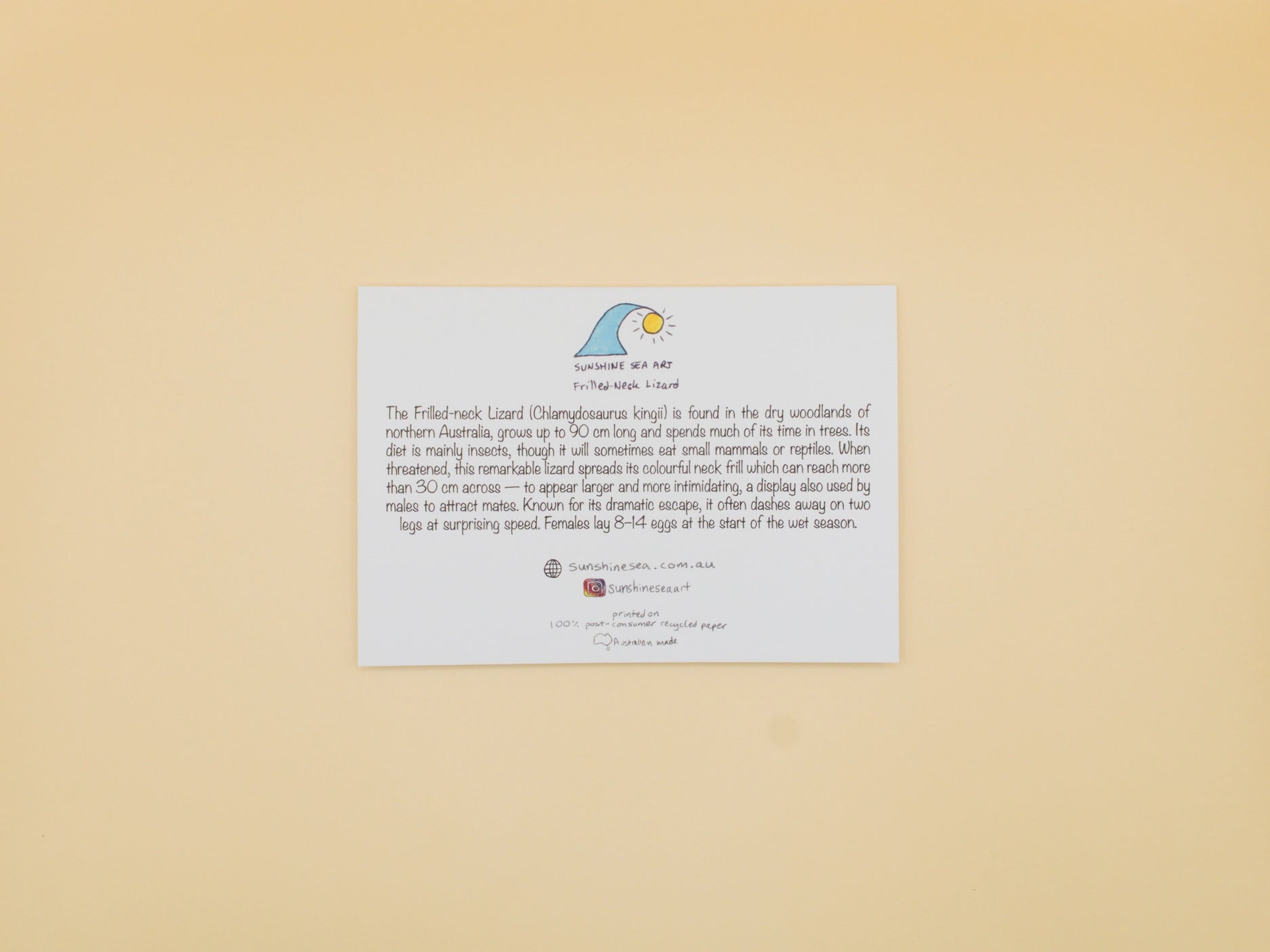 Sunshine Sea Art Card - Frilled Neck Lizard