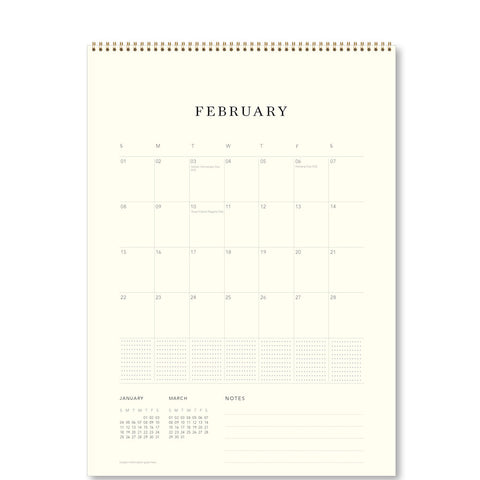 February month grid of calendar