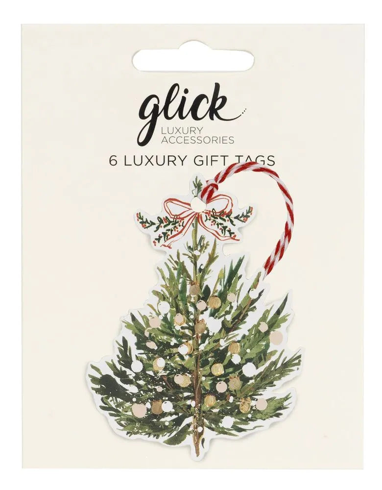 A pack of 6 Spruce tree gift tags from Glick