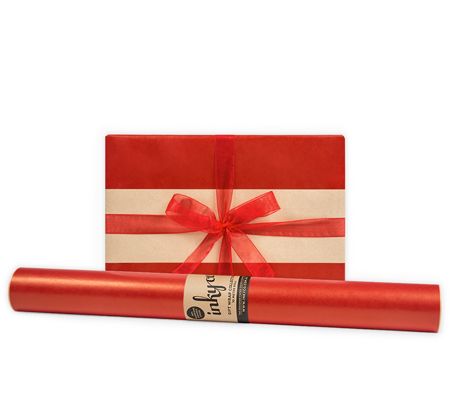 Red Kraft Christmas wrapping paper in a 5m roll.