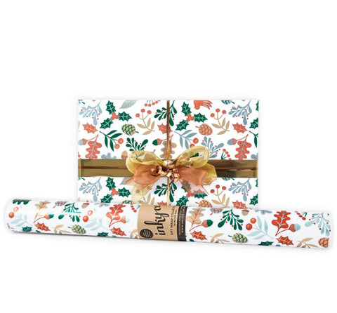 Christmas Botanicals wrapping paper in a 5m roll.