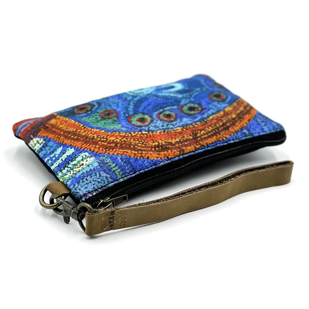 A small purse produced by Better World Arts and based on artwork by Julie Woods.