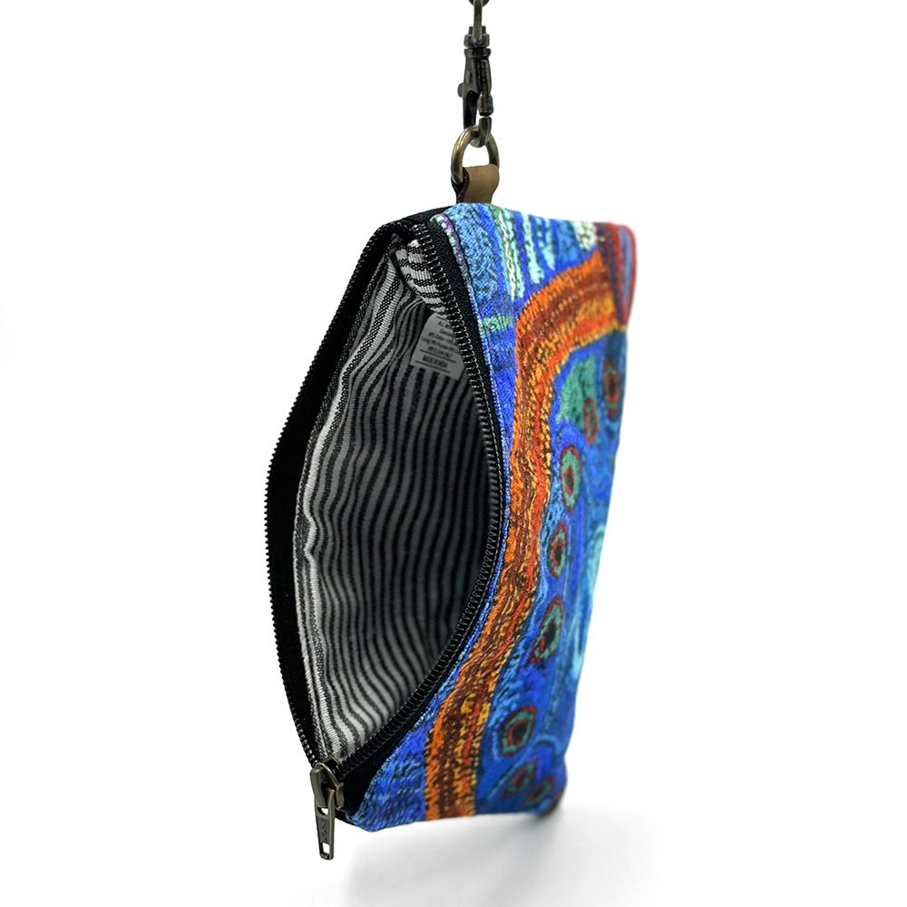 Inside of a small purse produced by Better World Arts and based on artwork by Julie Woods.